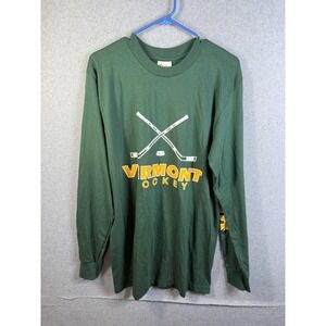 The Cotton Exchange Shirt Mens Large Green Vermont Hockey Long Sleeve Graphic